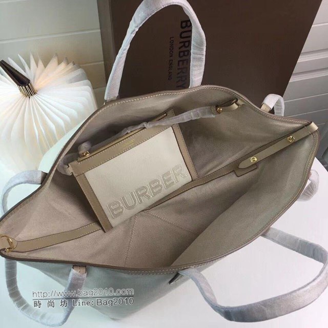 Burberry專櫃新款包包 巴寶莉棉麻混紡帆布Beach Tote沙灘托特包手提包  db1225